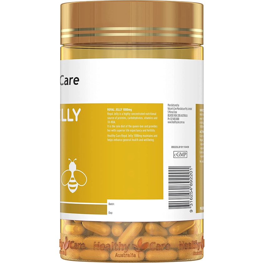 Sữa Ong Chúa Healthy Care Royal Jelly 1000mg 365 Viên của Úc