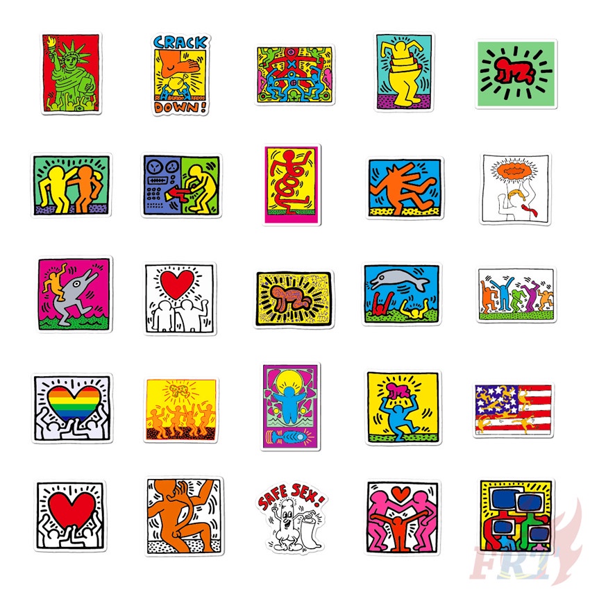 Bộ 100 Cái/Bộ ❉ Nhãn Dán Keith Haring Series ❉ Miếng Dán Trang Trí Thời Trang Chống Thấm Nước Diy