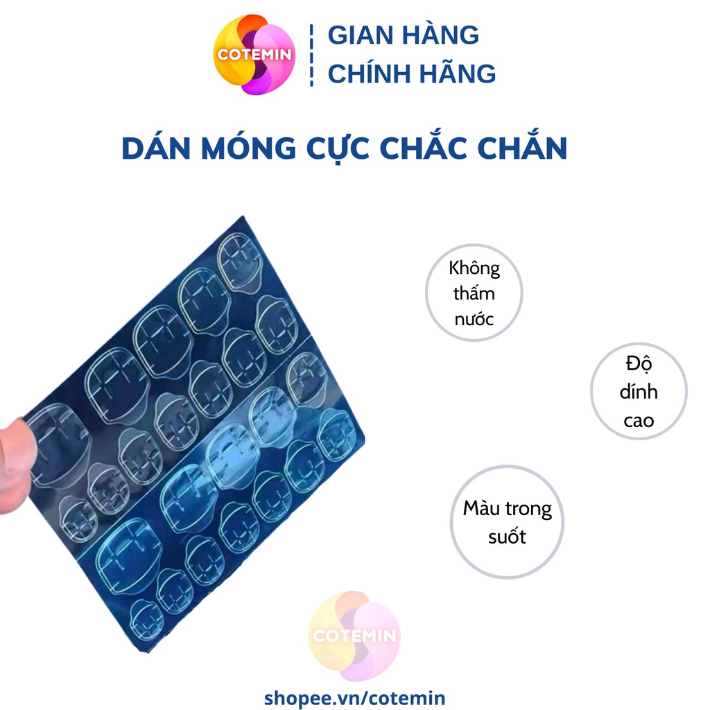 Miếng keo dán móng giả bằng silicon trong suốt, loại 12 24 miếng dán COTEMIN