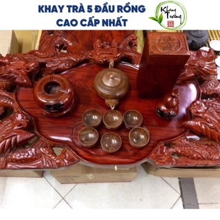 Khay trà ⚡ cam kết chất lượng ⚡ khay trà 5 đầu rồng cao cấp nhất