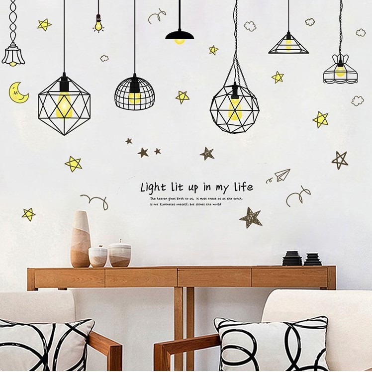 Tranh dán tường trang trí ký túc xá, decal dán tường trang trí decor phòng ngủ (Đèn vàng Mini) | WebRaoVat - webraovat.net.vn