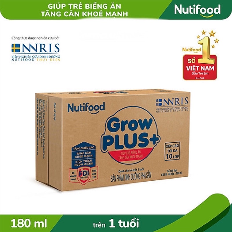 Sữa bột pha sẵn Growplus xanh 180ml (mẫu mới)