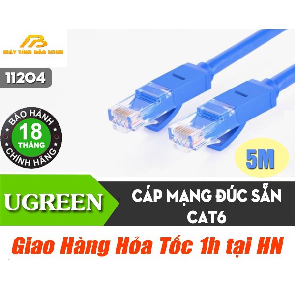 Dây Mạng Bấm Đầu Sẵn Dài 5m cat6 UGREEN 11204 - Hàng Chính Hãng