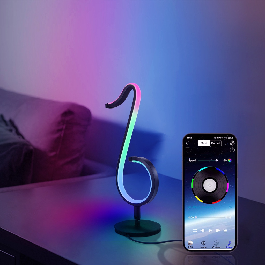 Đèn Led hình nốt nhạc ARGB cảm biến theo nhạc điều khiển qua app điện thoại + Remote