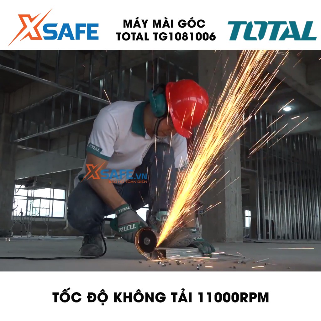 Máy mài cầm tay TOTAL TG1081006 công suất 800W đóng gói trong hộp màu. Máy mài góc điện thế 200-240V - Bảo hành 6 tháng