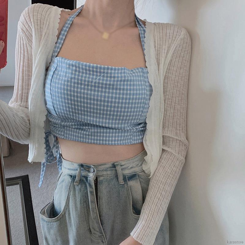 Áo Tank Top Ca Rô Ca Rô Xinh Xắn Dành Cho Nữ | BigBuy360 - bigbuy360.vn