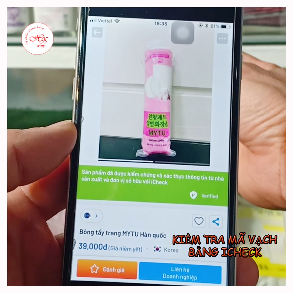 Bông tẩy trang 100%cotton mềm mịn cao cấp Hàn Quốc MYTU 100 miếng