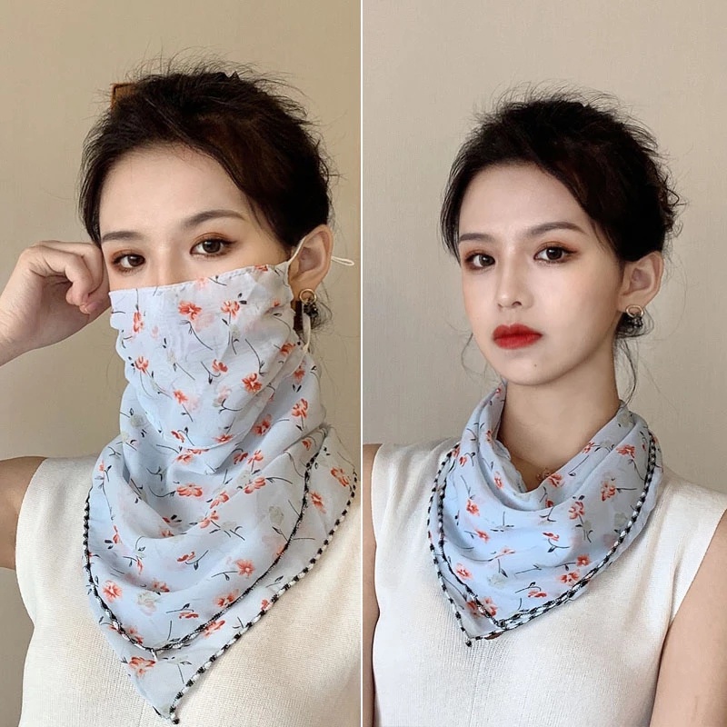 Khăn choàng vải voan che cổ và mặt thoáng khí thoải mái dành cho phái nữ