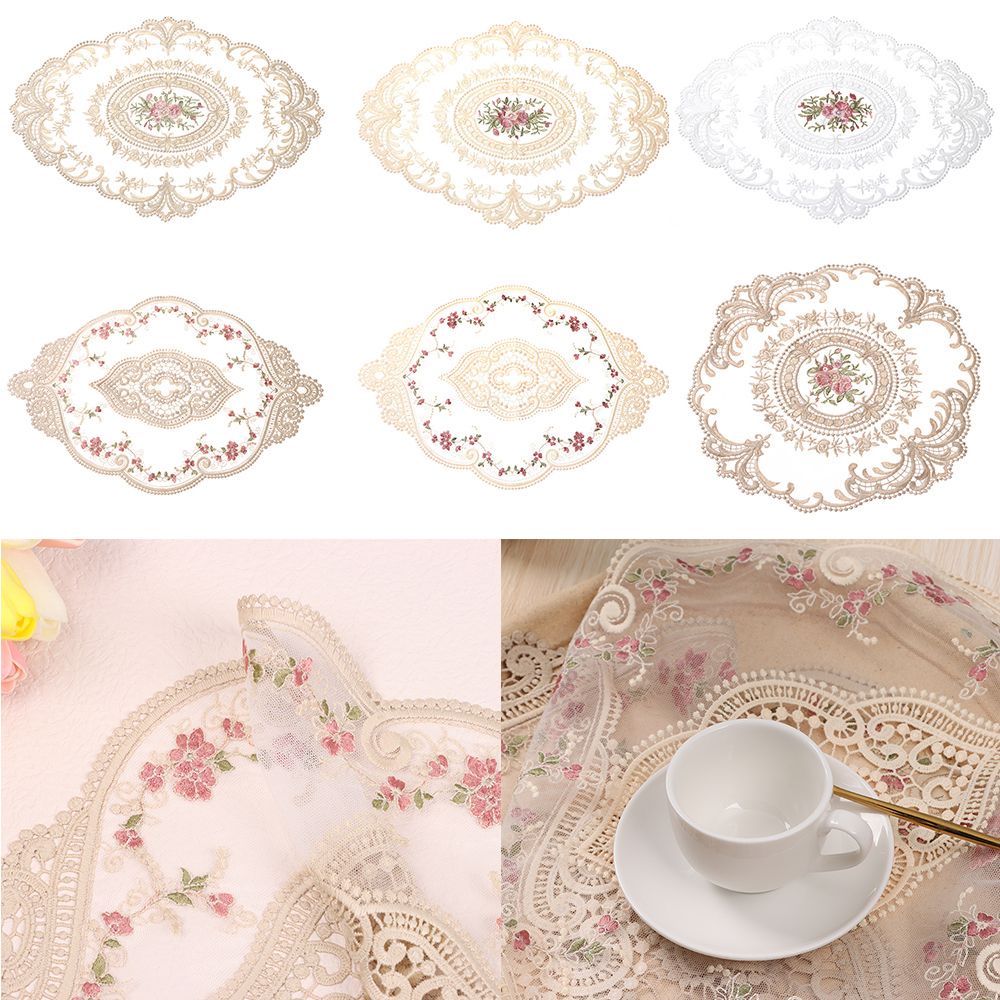 Tấm Lót Cốc Cà Phê Họa Tiết Ren Phong Cách Cổ Điển Nhiều Màu Sắc