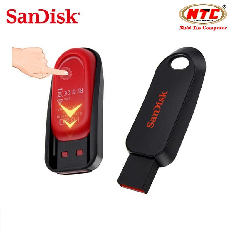 USB 2.0 Sandisk CZ62 Cruzer Snap 16GB kiểu trượt (Đen)