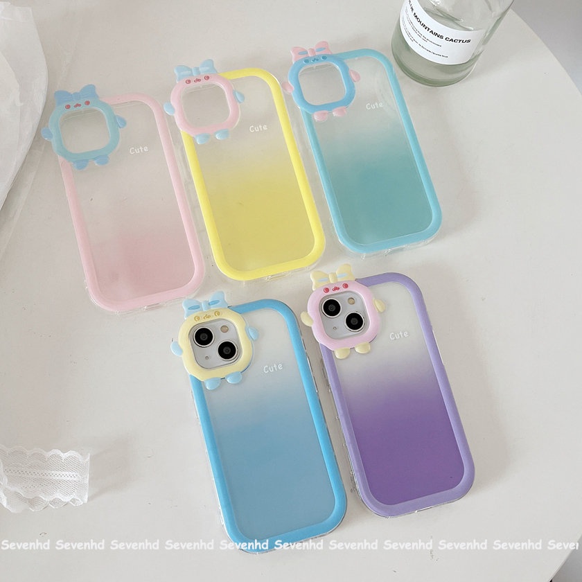 Ốp Điện Thoại Dẻo Màu Gradient Họa Tiết Quái Vật Nhỏ Dễ Thương Cho iPhone 13 12 11 Pro Max Xs Max