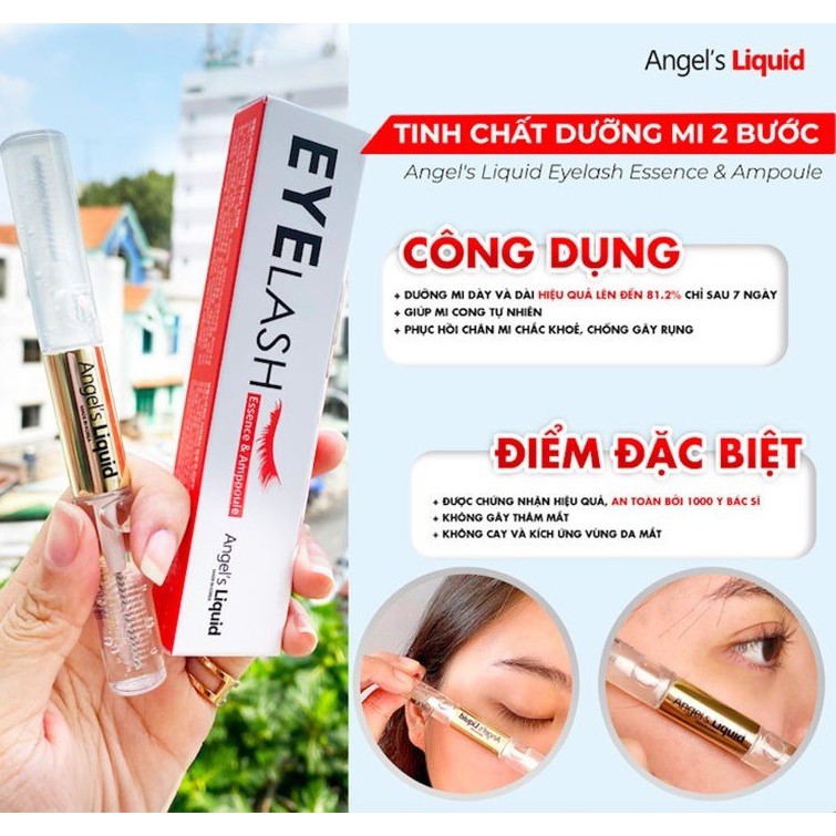 Tinh Chất Dưỡng Mi Dày Và Dài 2 Bước Angel's Liquid Eyelash Essence 5ml &amp; Ampoule 5ml