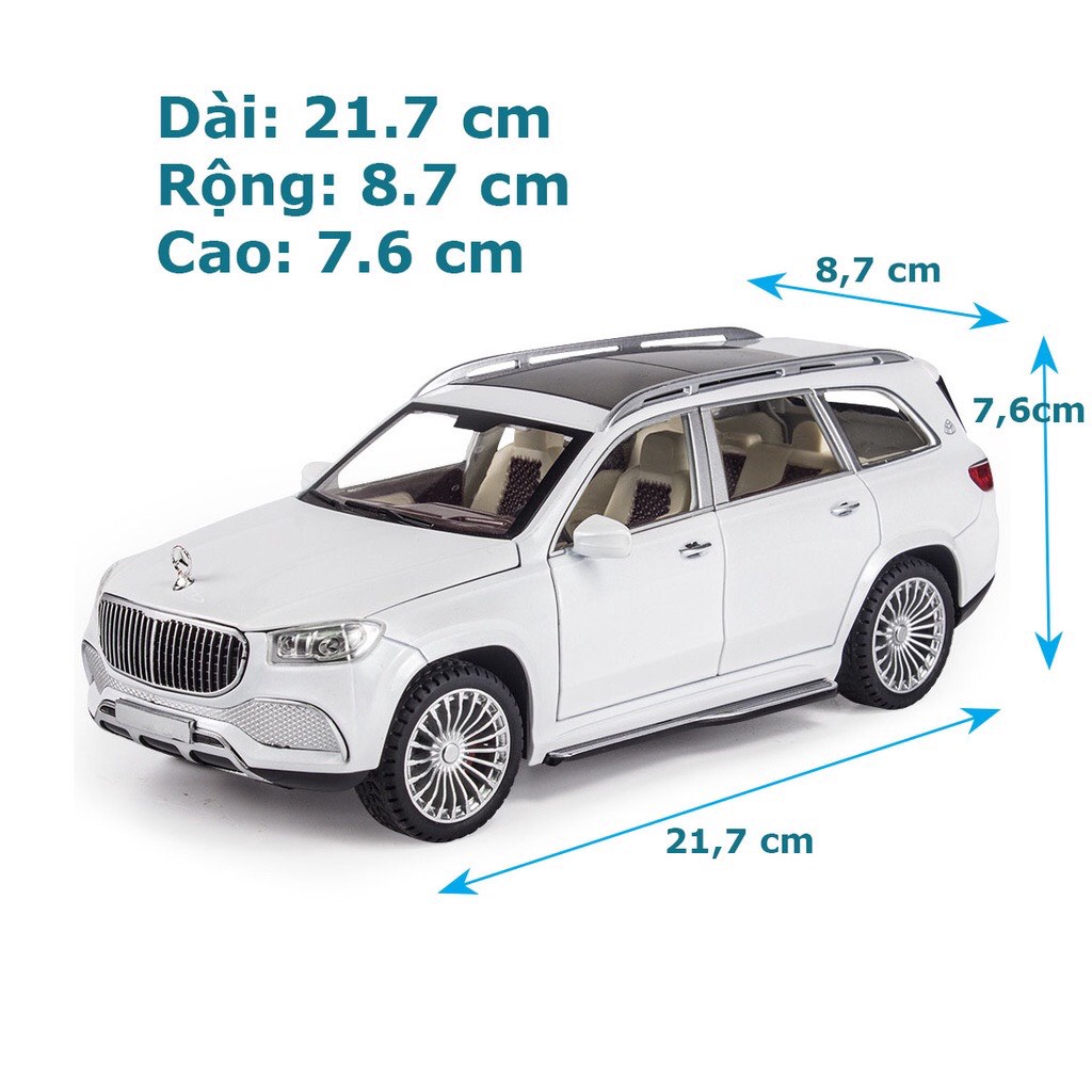 Xe mô hình Mercedes GLS600 tỉ lệ 1:24 hãng Chimei chất liệu kim loại, 3 màu Trắng, Đen, Bạc