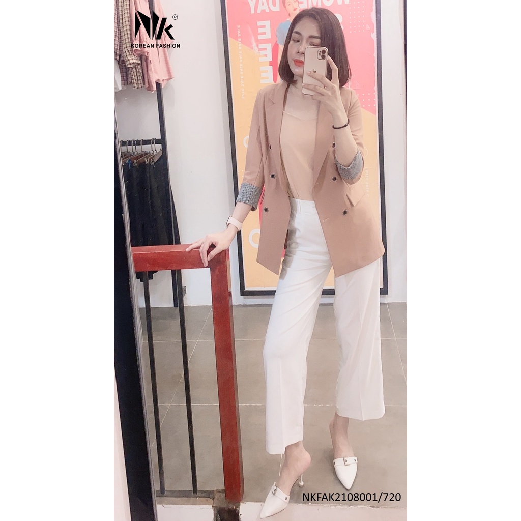 Áo Vest Công Sở Thiết Kế 6 Cúc Tay Lật Hàn Quốc Cao Cấp NK Fashion NKFAK2108001
