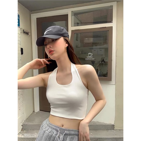 ÁO CROPTOP CỔ YẾM ULZZANG ĐEN - TRẮNG 2021 | WebRaoVat - webraovat.net.vn