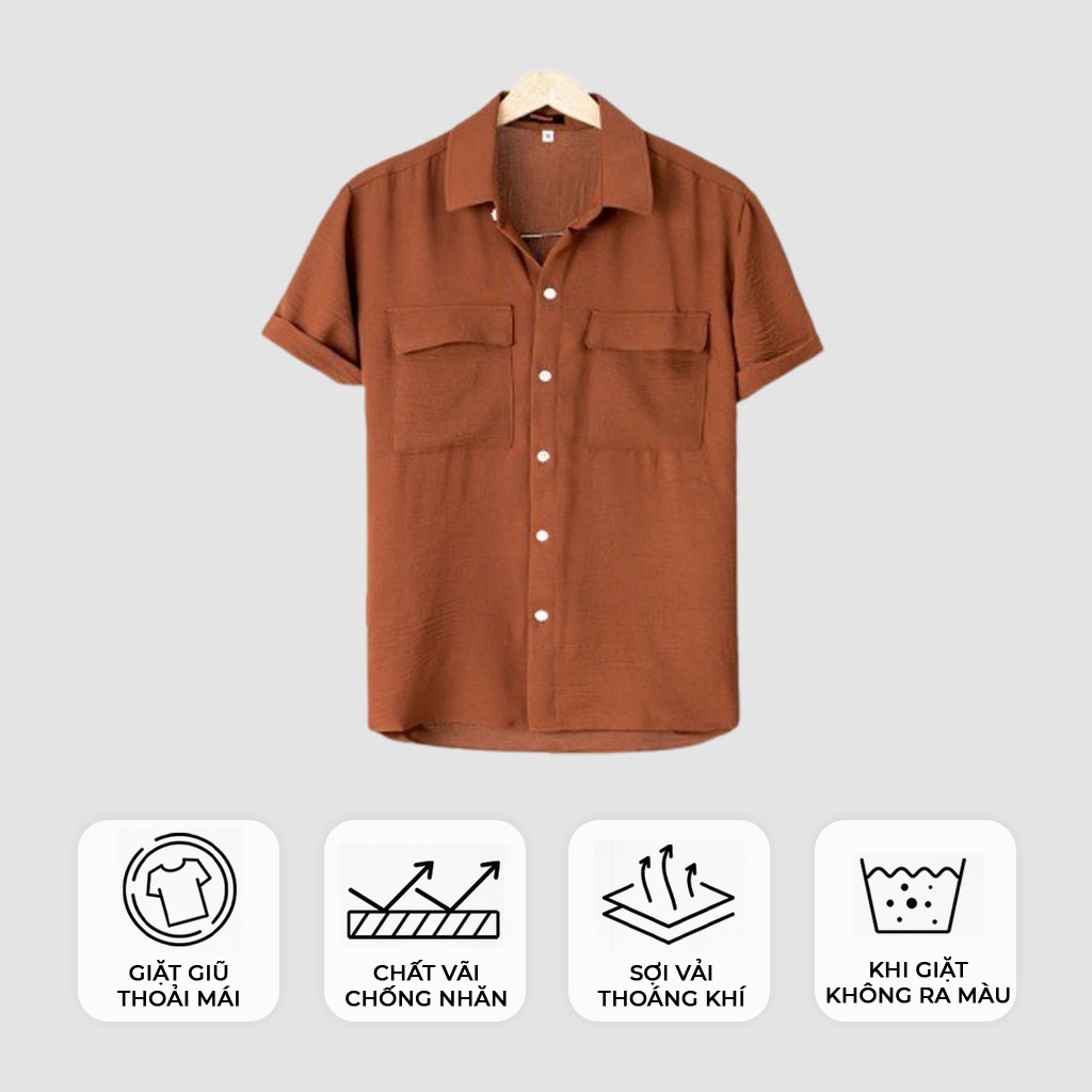 Áo Sơ Mi Nam Ngắn Tay Nam Hàn Quốc, Có Kiểu Áo Sơ Mi Đẹp - Basic Boutique SM611