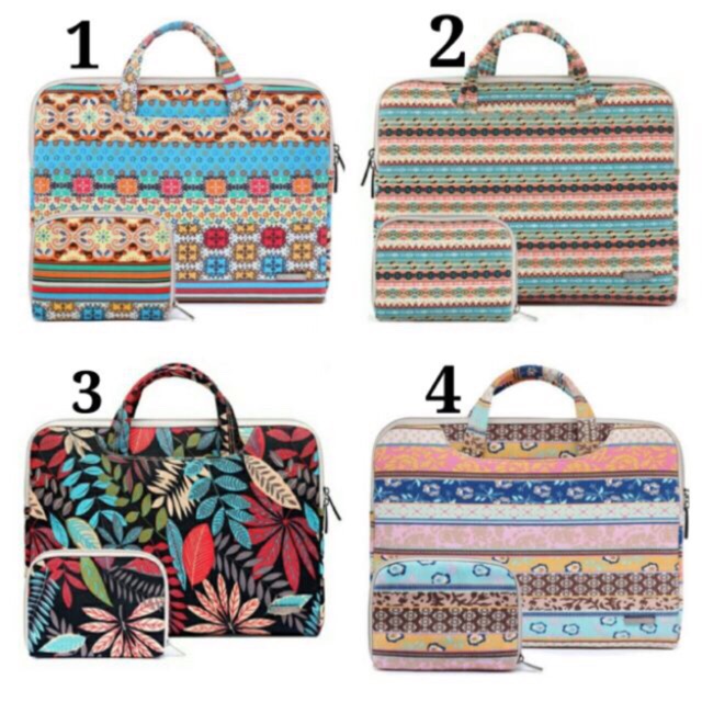 Cặp đựng laptop chống sốc hoạ tiết Floral-Tặng kèm ví nhỏ đựng sạc laptop | BigBuy360 - bigbuy360.vn