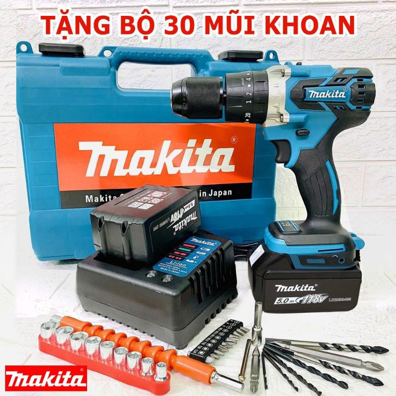 Máy khoan pin MAKITA 118V KHÔNG CHỔI THAN, 3 CHỨC NĂNG