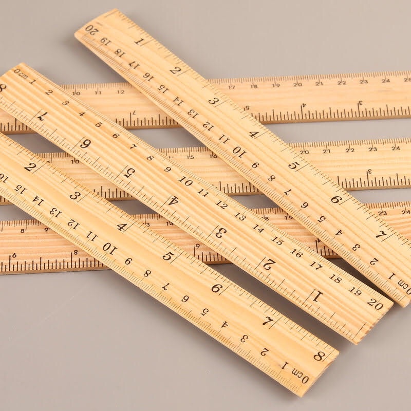 Thước kẻ gỗ học sinh tiện dụng với 2 kiểu đo Centimeters và Inches