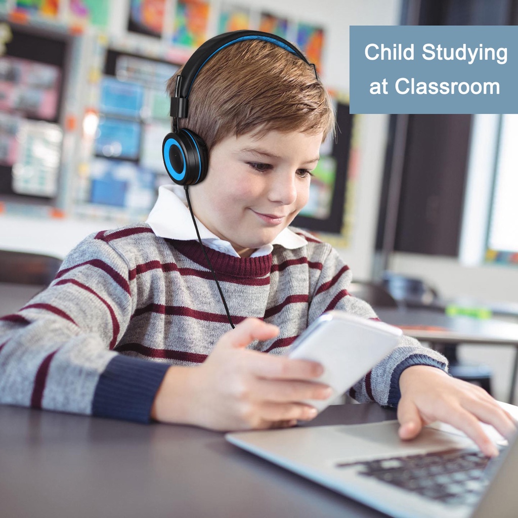 Tai Nghe Chụp Tai Có Dây 3.5mm Có Thể Điều Chỉnh Cho Bé Trai ipad laptop iPhone