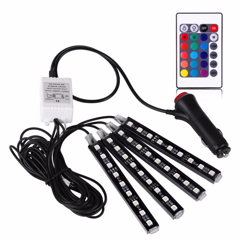 Đèn LED trang trí nội thất xe hơi RGB với thiết bị điều khiển
