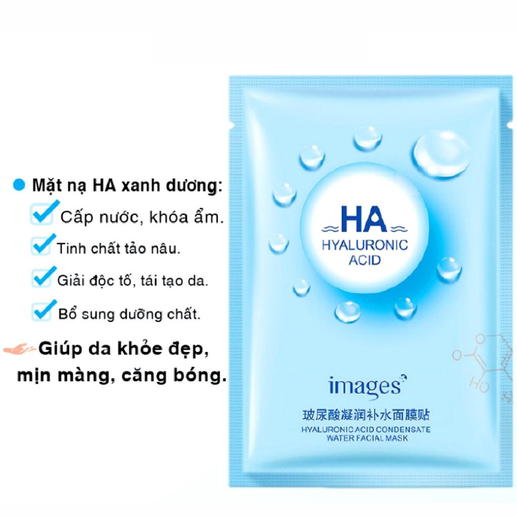 Combo 10 Mặt Nạ Giấy HA Images Dưỡng Trắng Da Mụn Cấp Ẩm Thải Độc,Mask HA