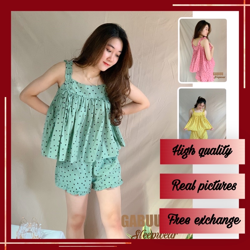 Set đũi hai dây bản to, bèo nhún dáng babydoll siêu xinh 🧡FREESHIP🧡