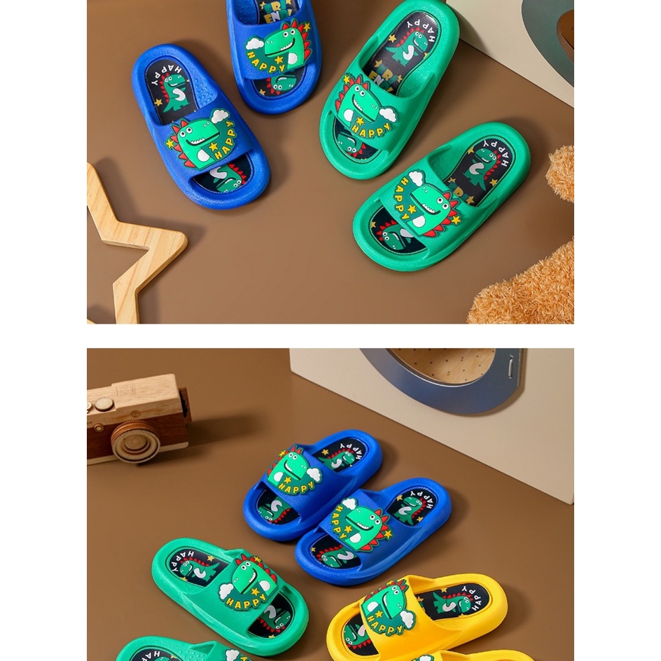 Dép bánh mì khủng long viền đen cho bé trai bé gái siêu cute