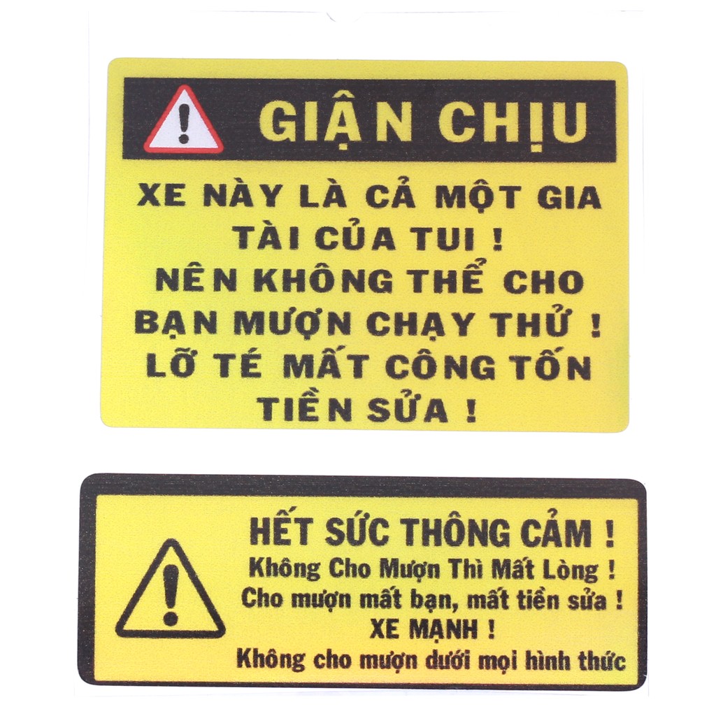 Bộ 4 decal tem xe GIẬN CHỊU