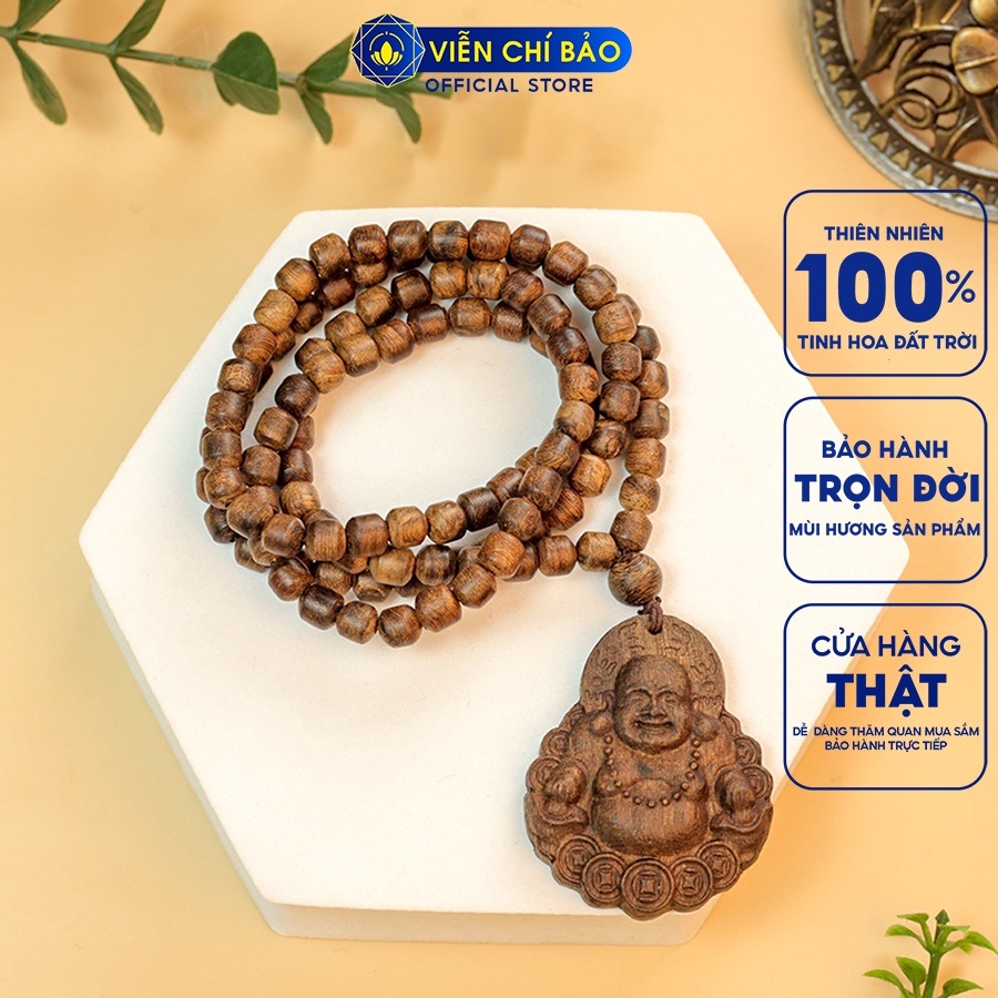 Chuỗi trầm hương Indo bầu dục 108 hạt mix phật Di Lặc Phú Quý thời trang phụ kiện trang sức Viễn Chí Bảo V000811