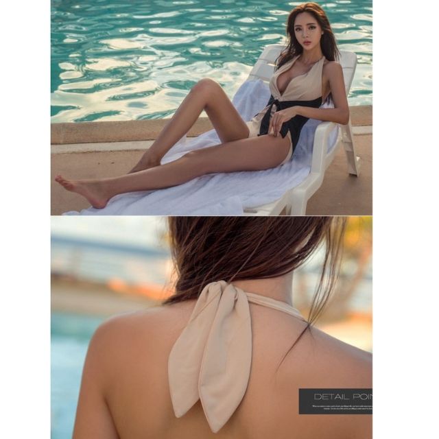 Ảnh thật BIKINI MỘT MẢNH CỘT NƠ CHE BỤNG Đồ bơi che khuyết điểm Monokini giấu bụng | BigBuy360 - bigbuy360.vn