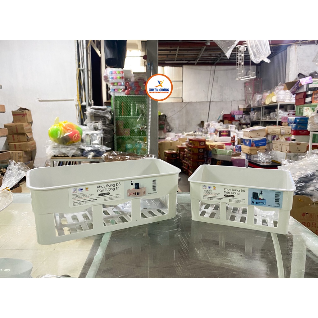 Khay đựng đồ đa năng nhà tắm- nhà bếp dán tường Việt Nhật-Tặng kèm miếng dán.