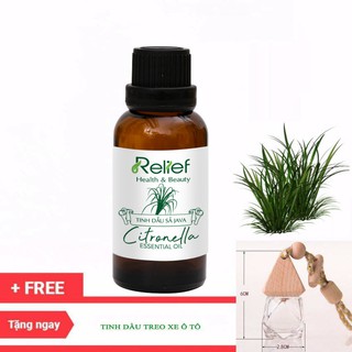 Tinh dầu Sả Java tinh dầu Relief 30ml tặng vỏ treo khuếch tán treo xe ô tô