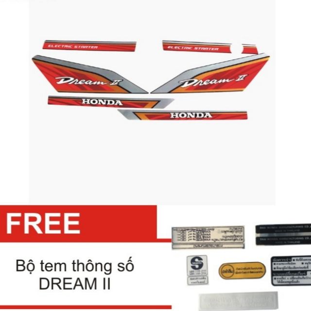 Tem xe DREAM thái lửa kèm quà tặng bộ tem thông số dream thái