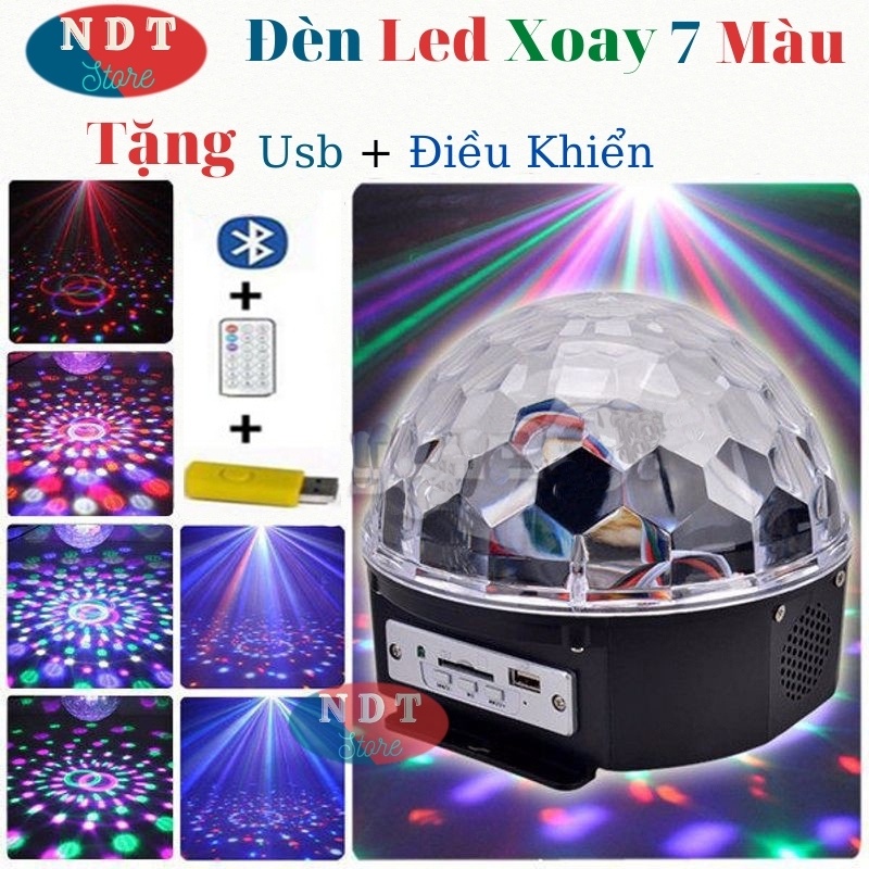 Đèn Led Xoay 7 Màu Hình Cầu Trang Trí Sân Khấu Cảm biến Nháy Theo Nhạc Kết nối Bluetooth Và Usb Cực Chất