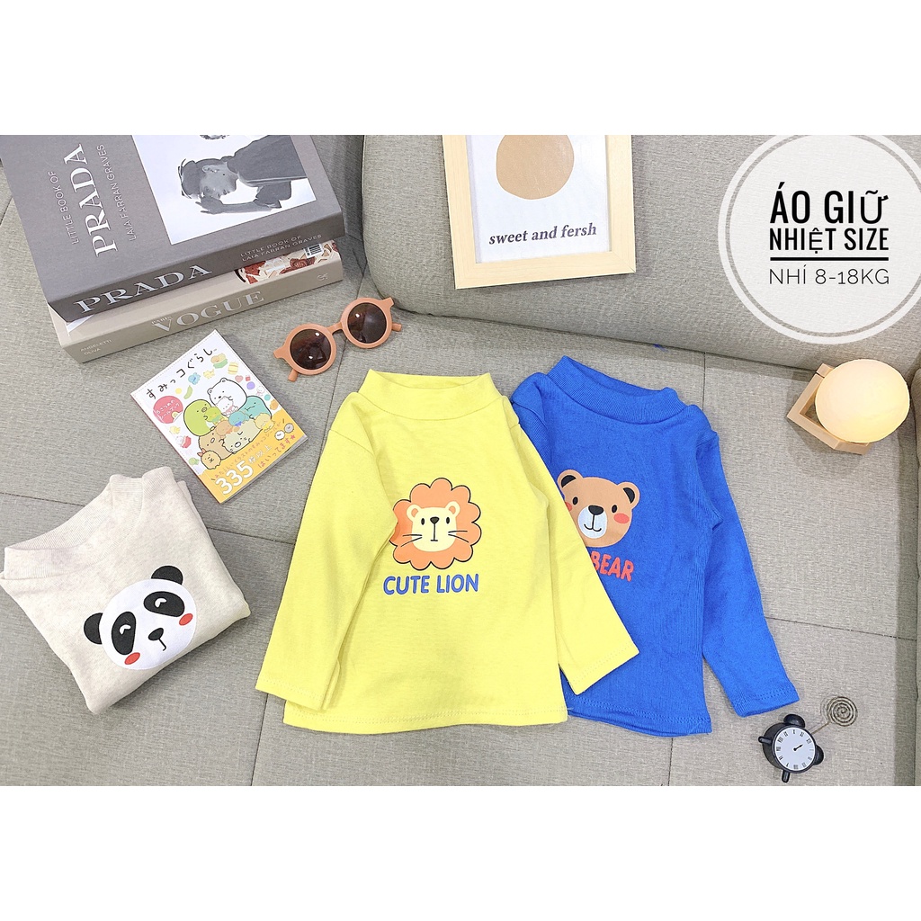 Áo thun cotton dài tay cổ 3p cho bé trai và bé gái 6-18kg