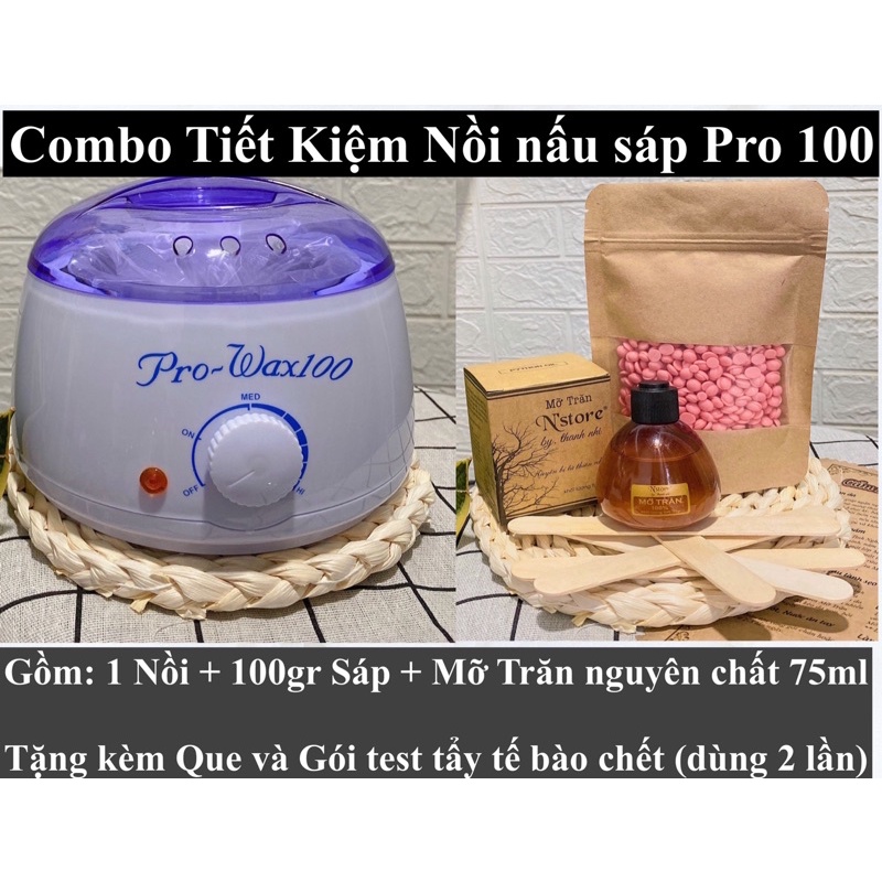 Combo triệt lông tiết kiệm Nồi nấu sáp Pr100 và 100gr sáp wax