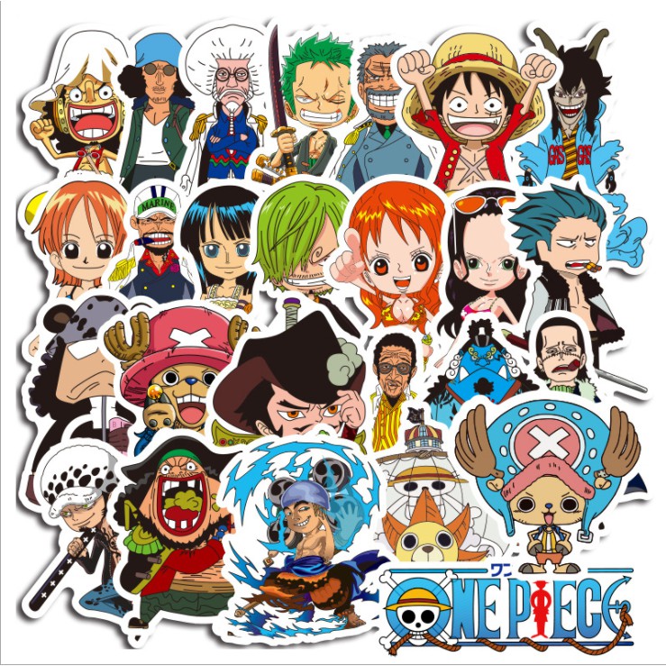 💖[SET 50] STICKER One Piece chống nước sticker dán laptop, điện thoại, đàn guitar, mũ bảo hiểm, đồ dùng cá nhân...