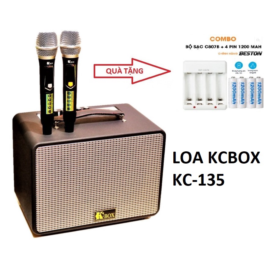 Loa karaoke mini KCBOX KC135 Hàng chính hãng, Công Suất 200W, Micro chỉnh Reverd hát karaoke cực hay + Bh 12 tháng