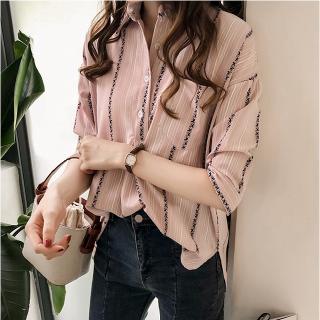Áo Sơ Mi Tay Lửng Kẻ Sọc Thời Trang Cho Nữ