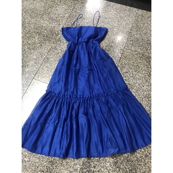 H1- đầm xoè xanh dương 2 dây, chất voan tơ