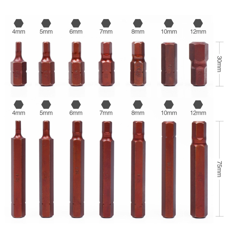 Bộ Tua Vít Lục Giác 1 / 2 Inch 30 / 75mm Bằng Thép S2 Chuyên Dụng
