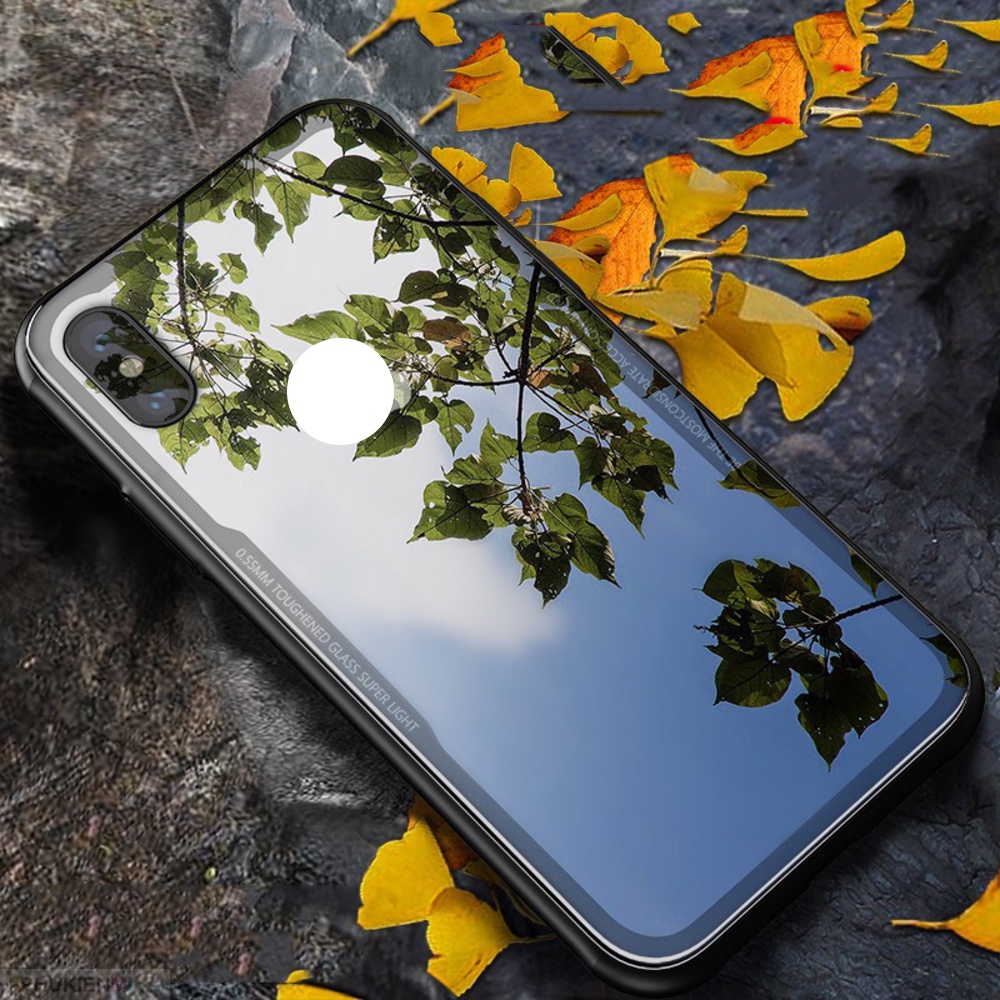 Ốp lưng Cafele nắp kính cường lực trong suốt không ố, viền màu dẻo chống sốc cho iPhone XS Max 6.5