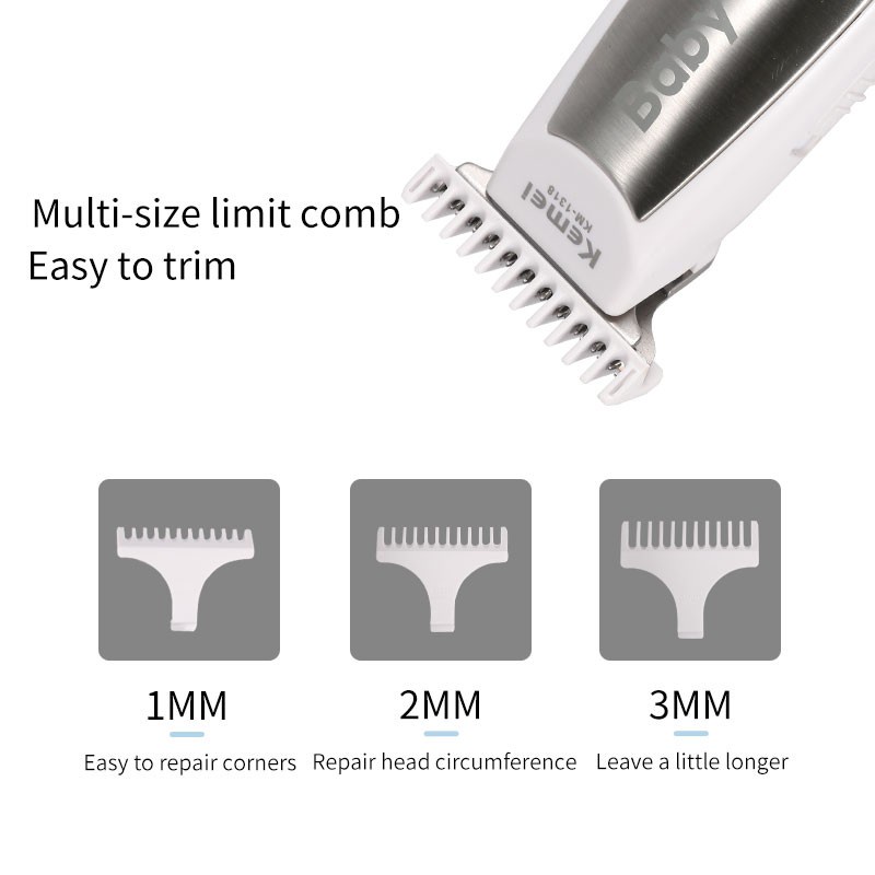 Tông đơ cắt tóc điện tử mini Kemei 1318 không ồn có sạc USB - Tăng Đơ Cắt Tóc Cho Trẻ Nhỏ Baby Clipper