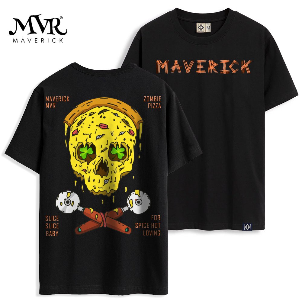 Áo Thun Cotton nam nữ unisex Phông Tay Lỡ Pizza Ma Quái Chính Hãng MVR KK1355
