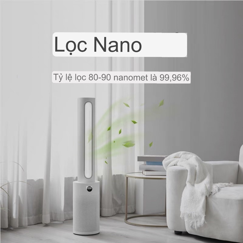 Quạt tháp lọc không khí thông minh không cánh mới 2 trong 1 MiJia XIAOMI. Chạm thoải mái không lo bị thương.