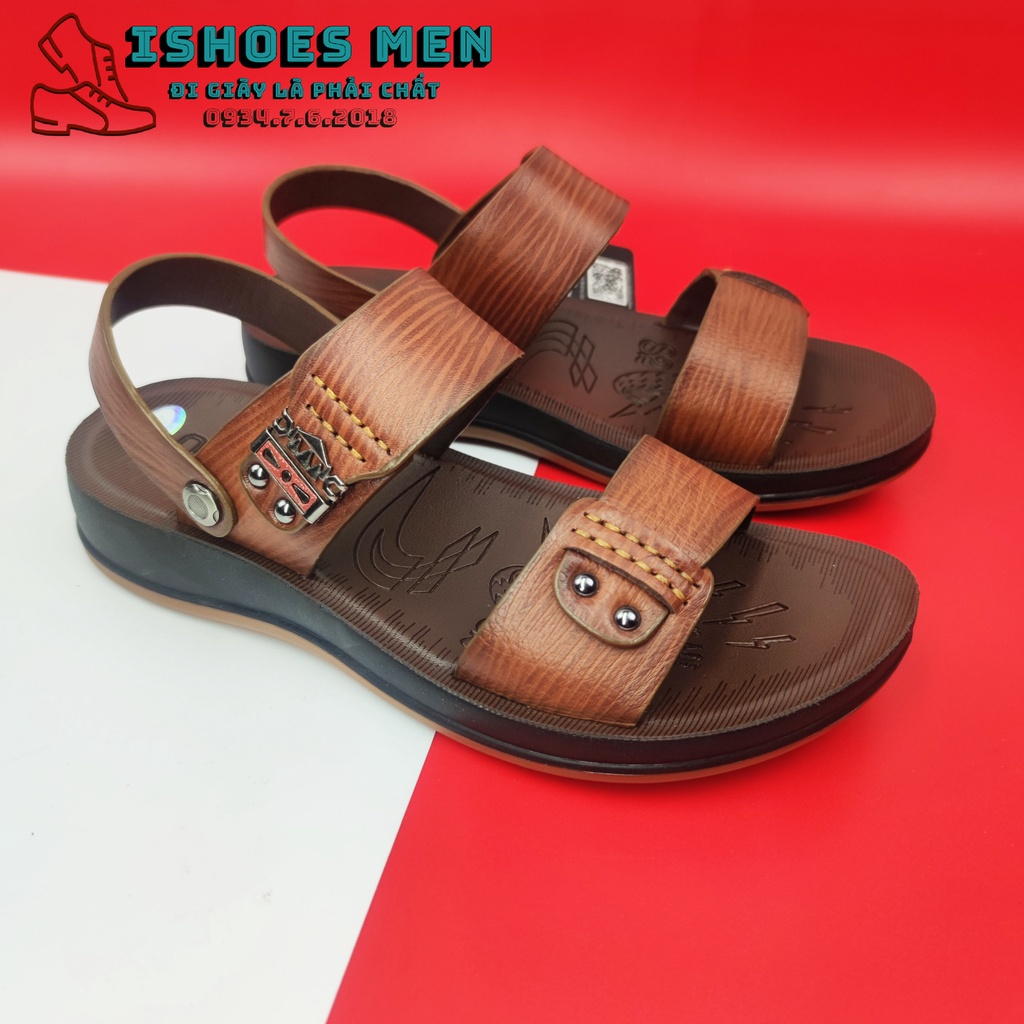 Sandal da bò,dép da da bò thật 100% Chính hãng Newmos kết hợp đế kếp cao 3,5cm cực đẹp khâu may chân quai siêu chắc chắn