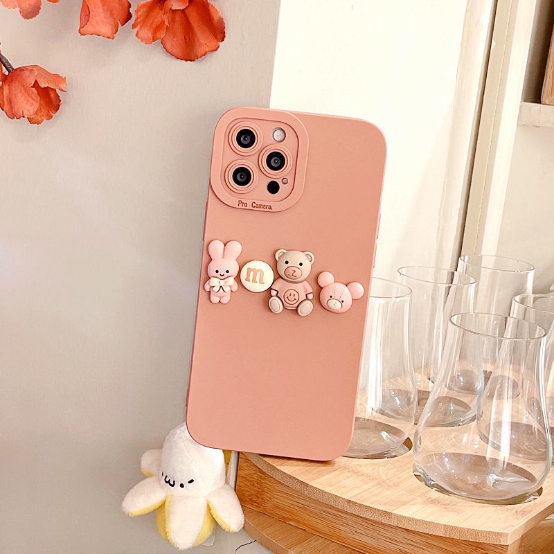 Ốp lưng iphone cạnh vuông bảo vệ camera gắn thỏ 7plus x xsmax 11 11promax 12 12pro 12promax 13 13pro 13promax DT13