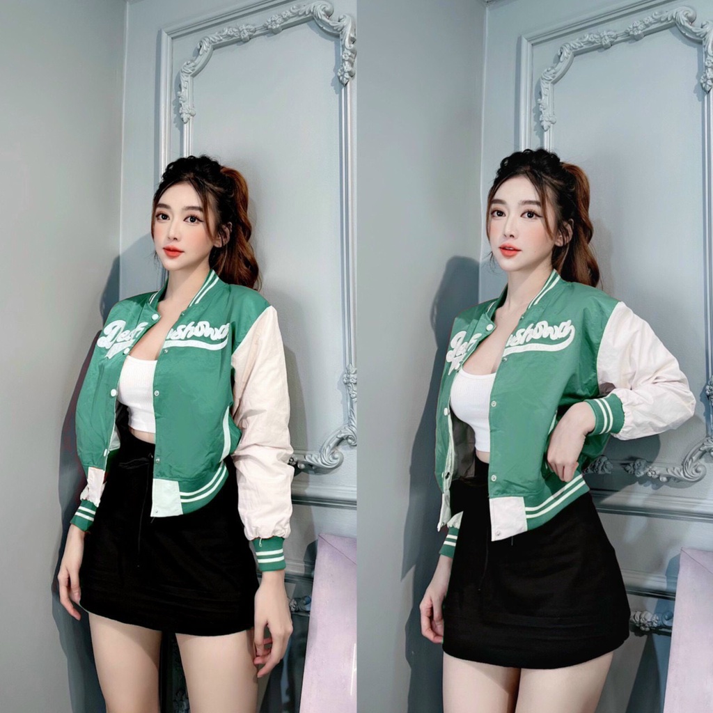 Áo khoác nữ Áo khoác bomber nữ dù 2 lớp chống nắng phối màu ngộ nghĩnh-dễ thương