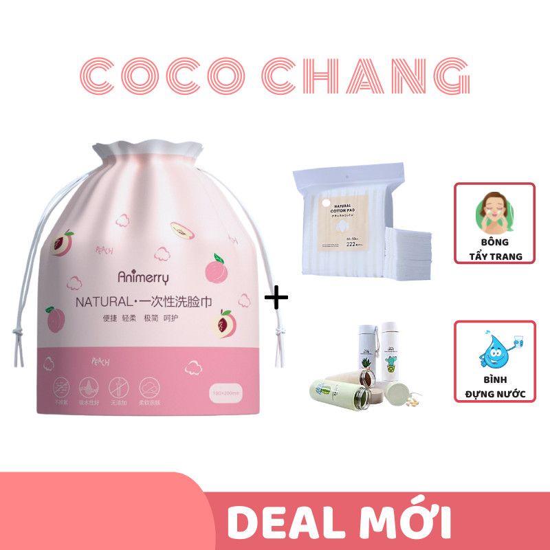 Khăn lau mặt dùng 1 lần Animerry lau khô lau ướt, tẩy trang, khăn giấy đa năng cocochang shop